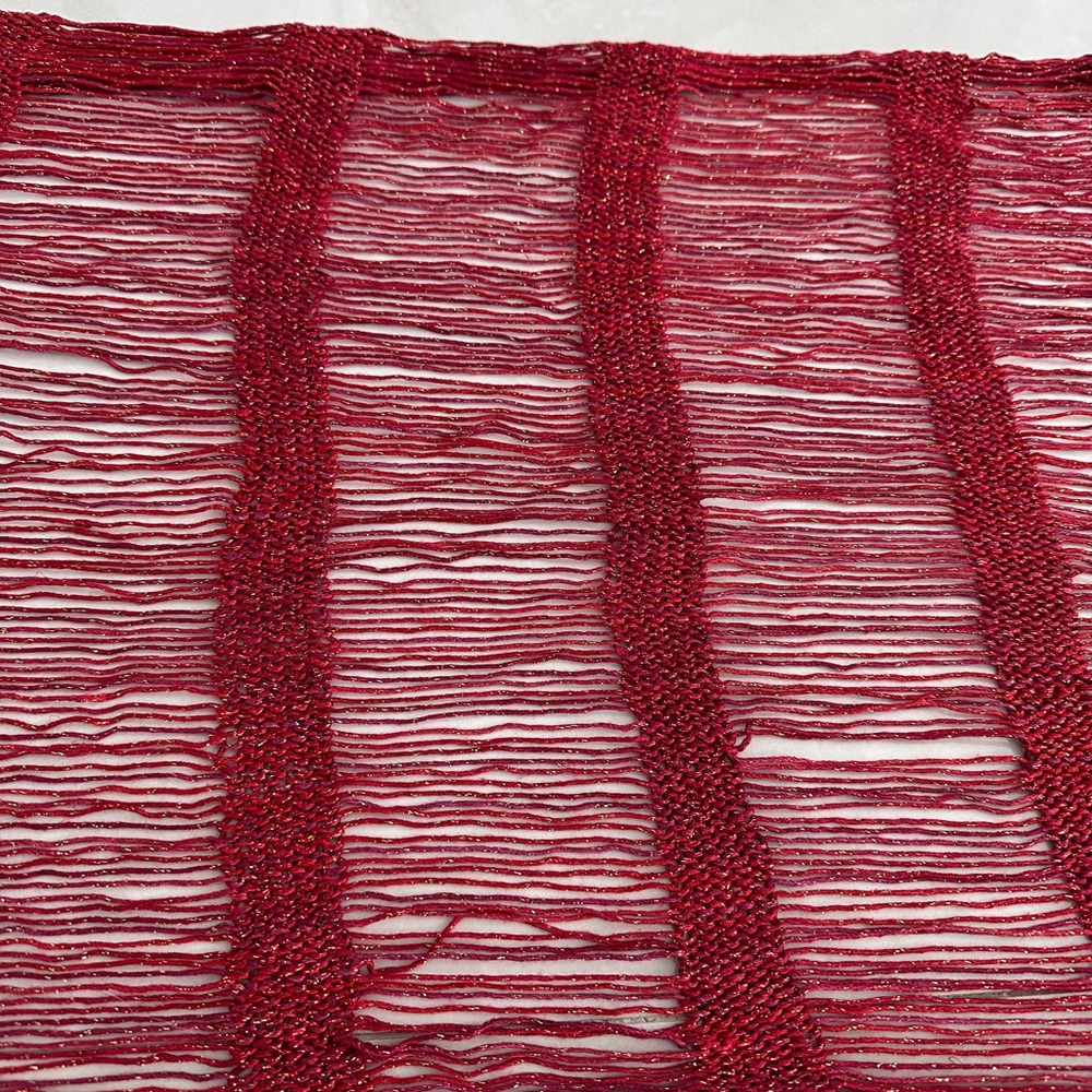Handmade Gorgeous Knit Red with Gold Shawl - Picture 7 of 8